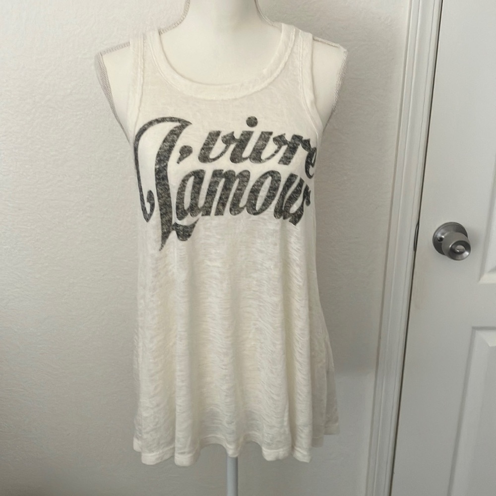 Bobeau sleeveless ivory/black top Size M